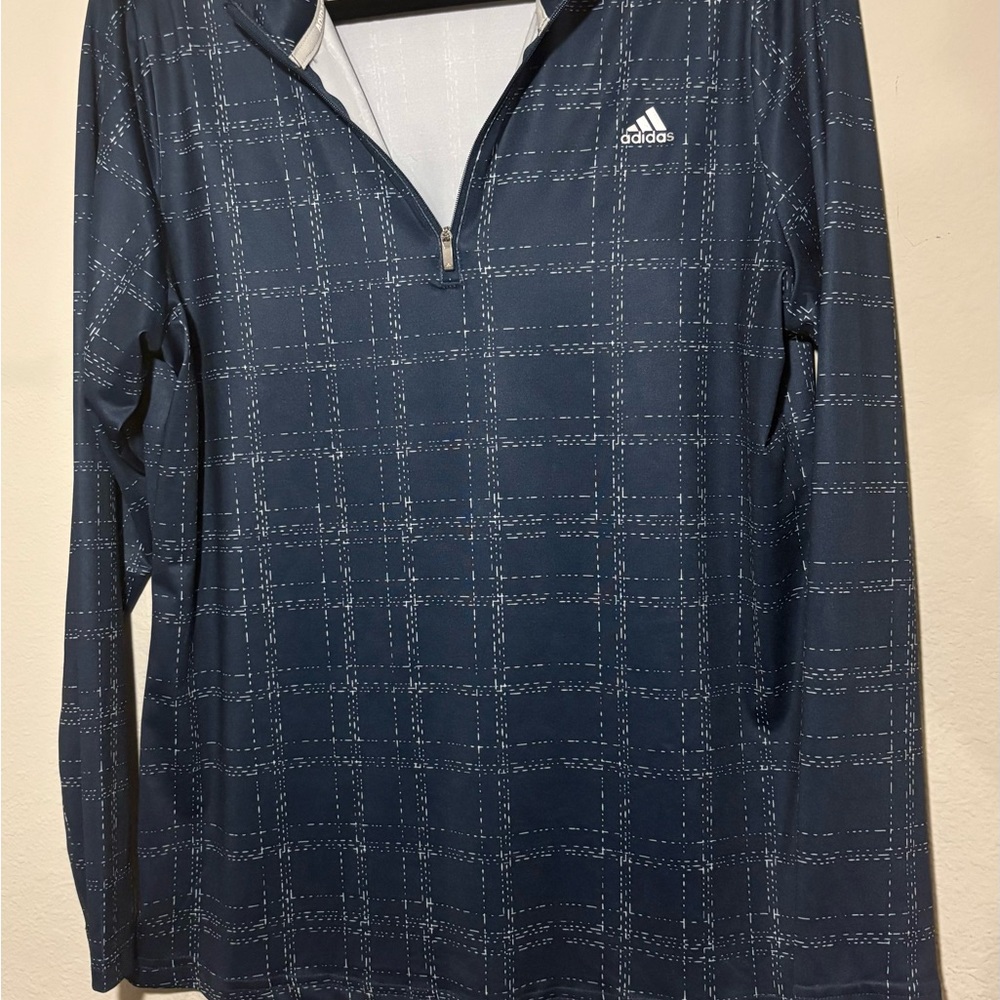 Adidas Navy Blue Checkered Pullover